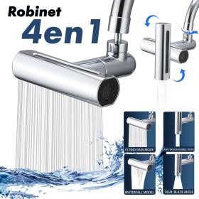 Robinet Pulvérisateur sous pression rotatif multifonctionnel 4 en 1, rallonge d'économie d'eau