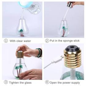 Humidificateur d'air ampoule colorée USB 400ML pour voiture, maison, bureau
