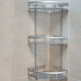 Coin Support pour salle de bain en Aluminum 3 ÉTAGÈRES