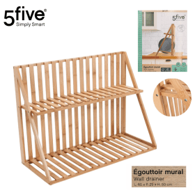 Égouttoir à vaisselle en bambou à 2 niveaux – 5 five Simply Smart